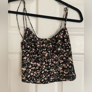 Abercrombie & Fitch cropped floral tie strap tank top